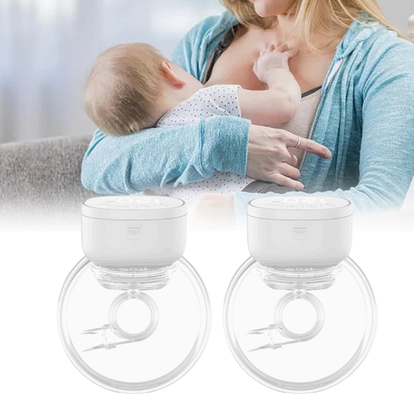 LeeQinersw Portable Milk Pump, Breastfeeding Pump, Strong Suction, Smart Display, Automatic White 2pcs