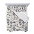 thumbnail image 7 of Quilts Queen Size Bedding Set, Farmhouse Country Lightweight Quilted Comforter, Vintage Blue French Garden Horse Swan Soft Reversible Bedspread Coverlet with Pillow Covers for All Season, 90" x 96", 7 of 7