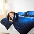 thumbnail image 4 of jejeloiu 3D Cartoon Lightning Queen Comforter Set,Blue Honeycomb Hexagon Bedding Comforter Set For Boy Teens Reversible 3 Pieces, 4 of 8
