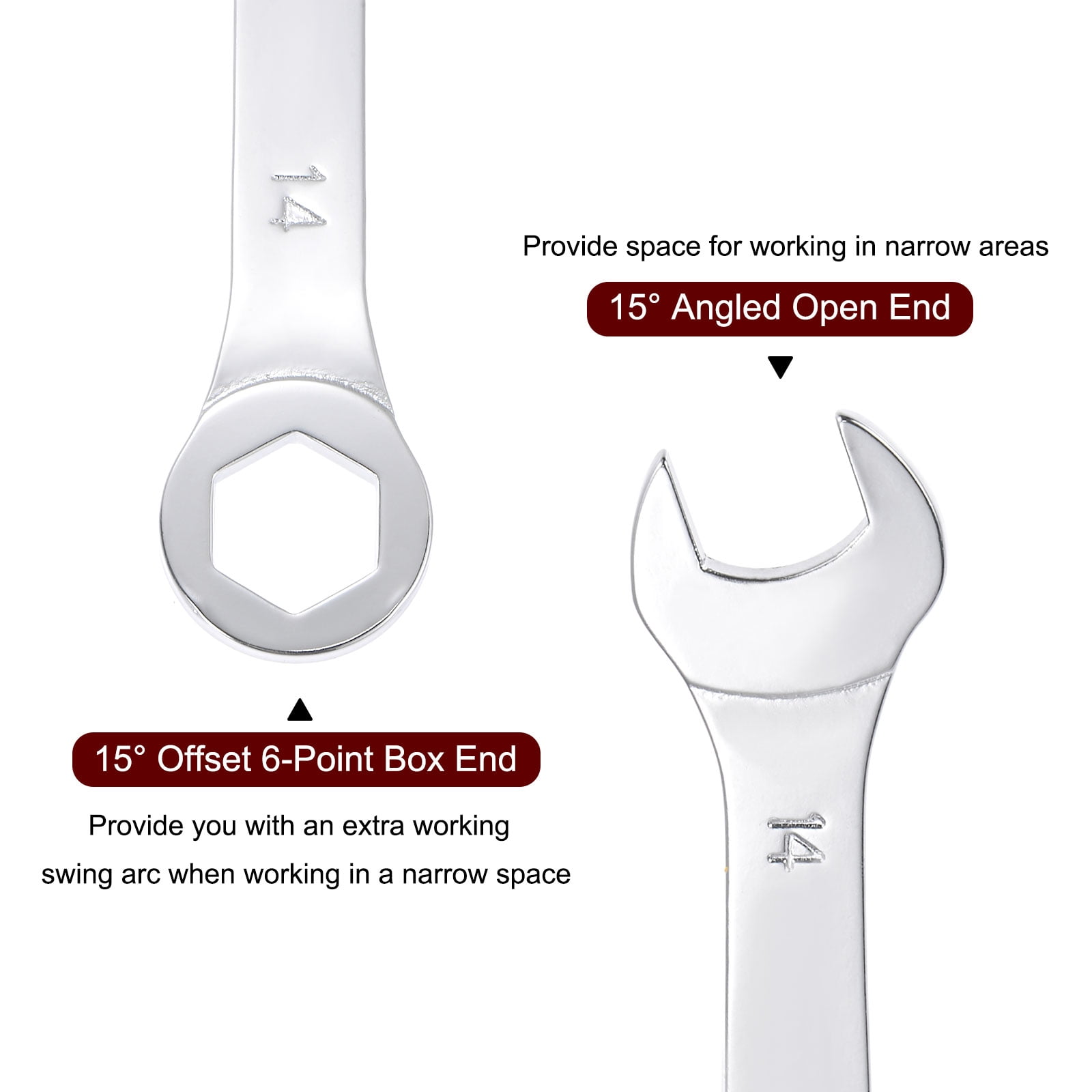 Unique Bargains Angled Open End High Carbon Steel Thin Combination Wrench 14mm