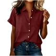 thumbnail image 2 of QUNYINEY Womens Short Sleeve Button Down Shirts Casual Collared Work Tunic Tops Summer Loose Fit Solid Shirts, 2 of 6