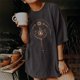 thumbnail image 4 of De Tops de verano para mujer, camiseta informal vintage de manga corta, camiseta negra elástica de cuello redondo holgada de gran tamaño para niñas, 4 of 5