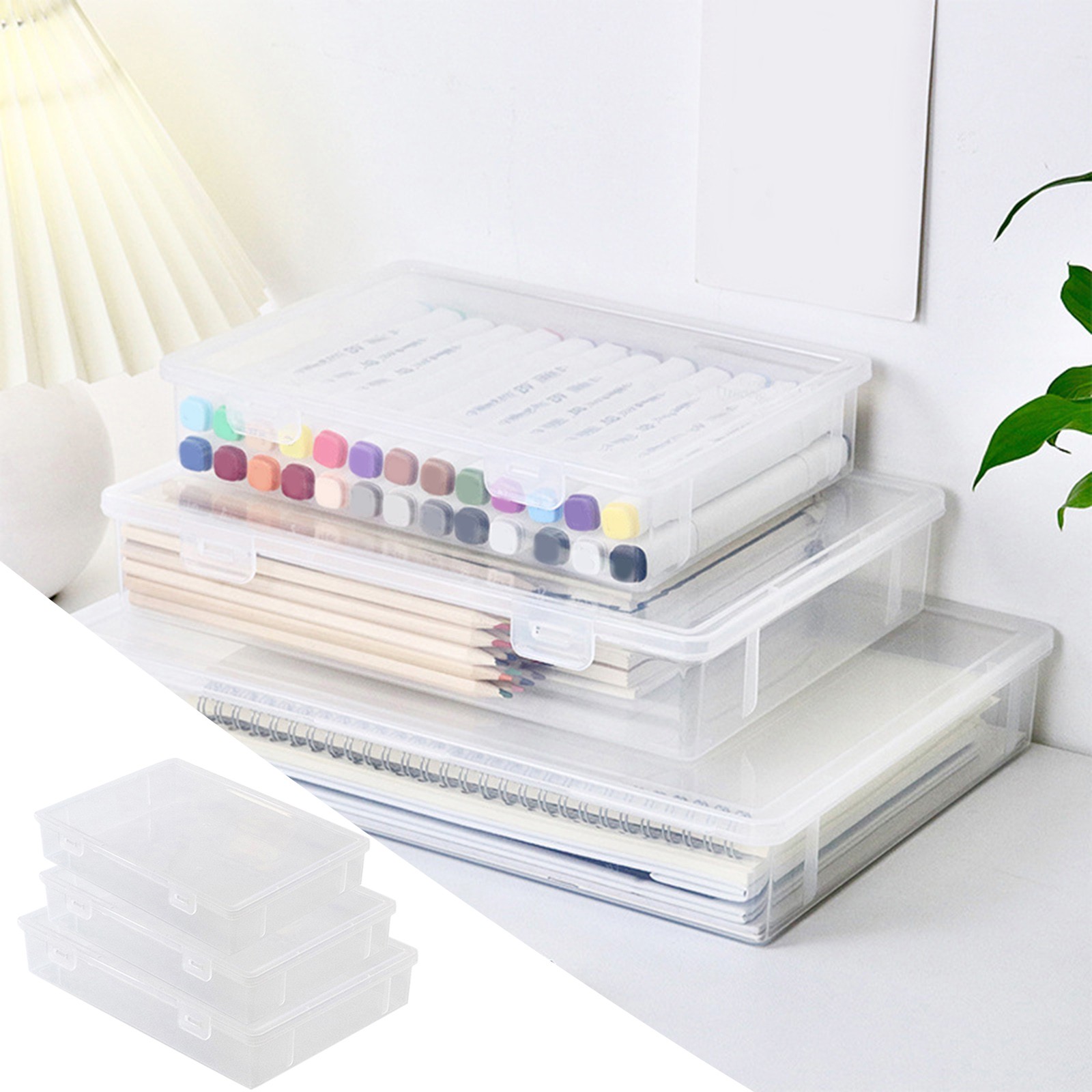 Office Stationery Storage Box Book Dust Box Desktop Clutter Clear Color ...