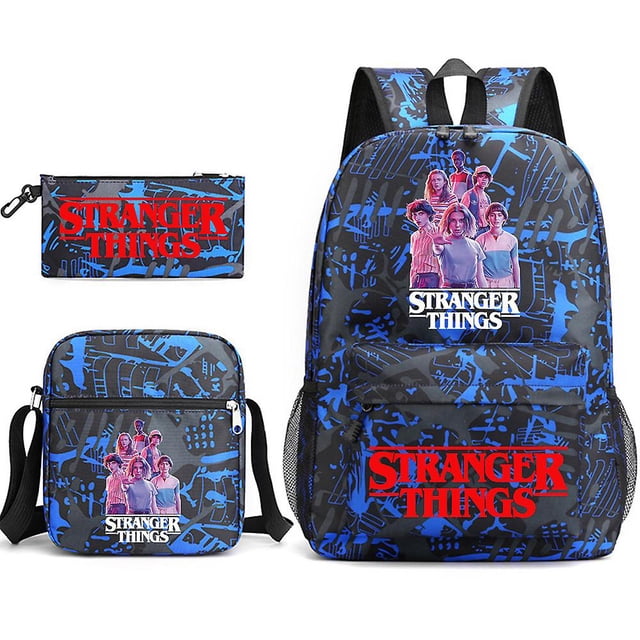 Mochila Stranger Things, conjunto de tres piezas, mochila escolar para estudiantes, bolsa de lona