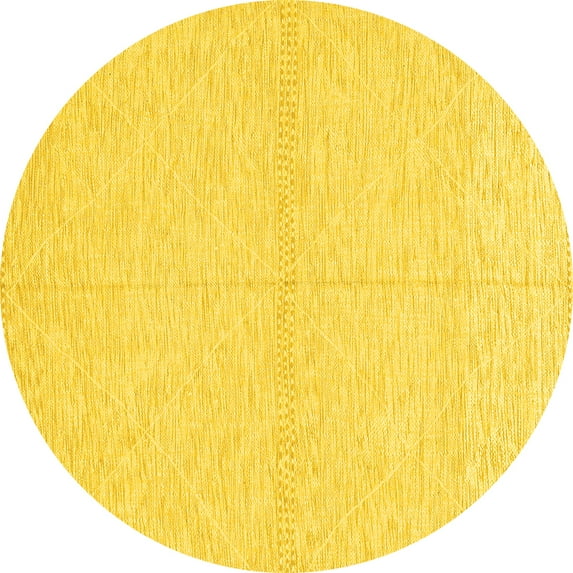 Ahgly Company Indoor Round Solid Yellow Modern Area Rugs, 7' Round