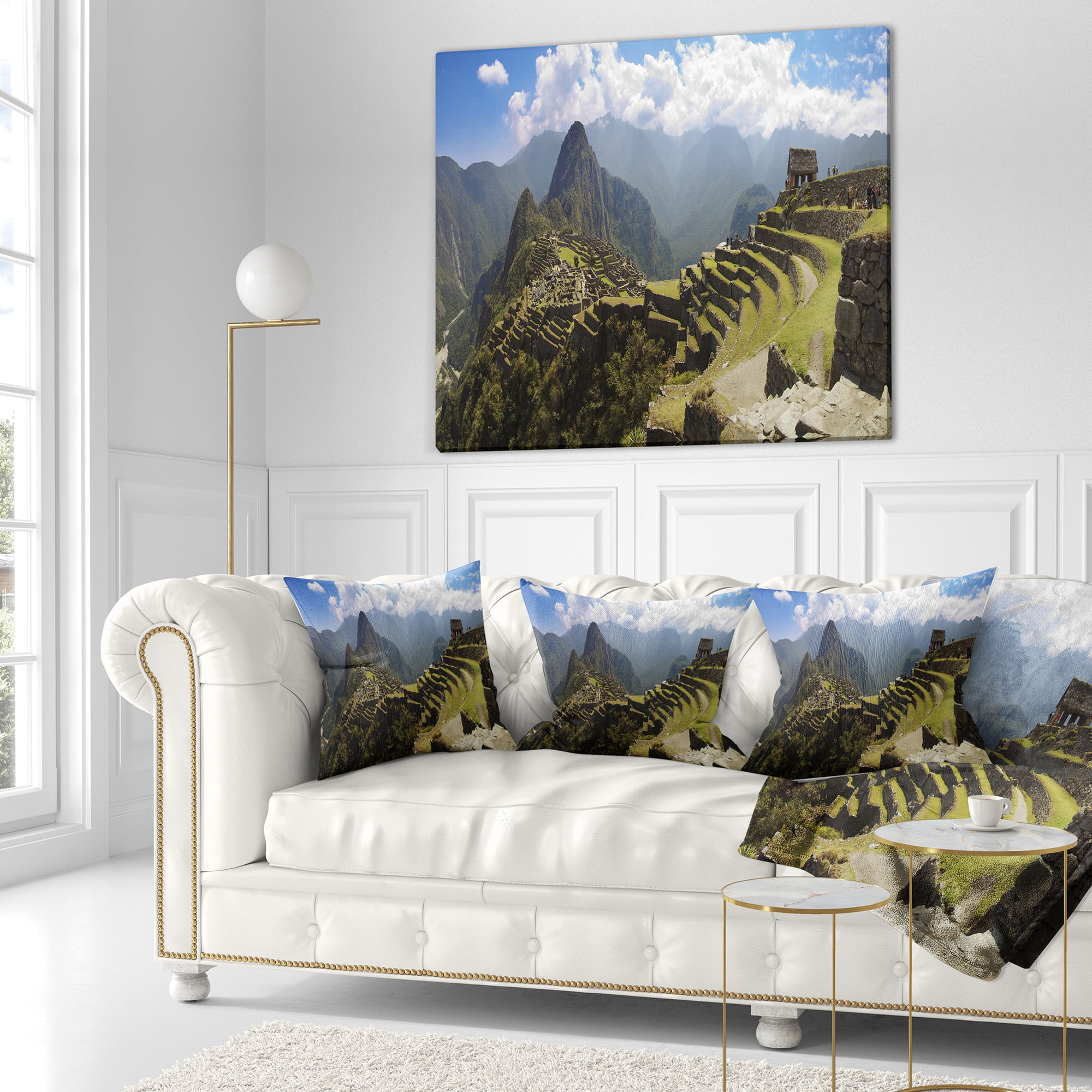 Designart Machu Picchu Panorama - Landscape Photo Throw Pillow - 16x16