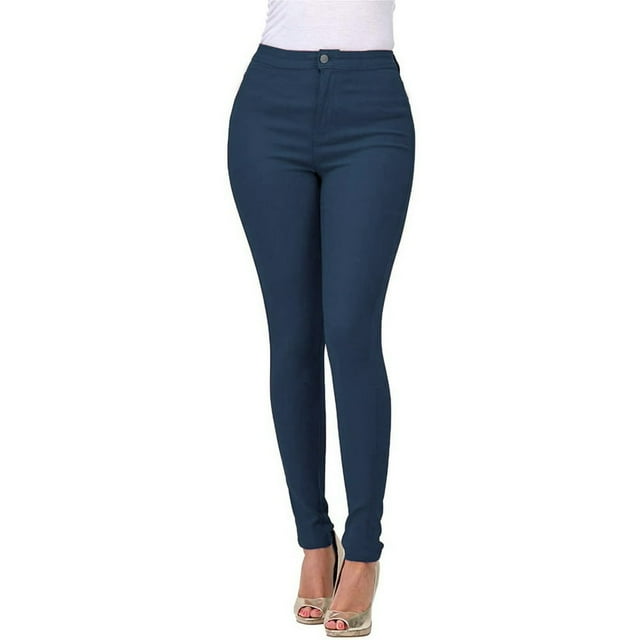 Fashion Women‘s Pure Color High-Waisted Straight-Barrel Small Feet Jeans