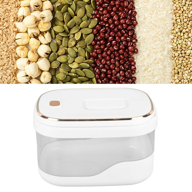 Grain Dispenser, Press Type Rice Bucket Large Capacity Rice Storage Container Dry Food Dispenser With Measuring Cup, Rice Holder Bin Rice Canister For Rice Cereal Flour Snacks