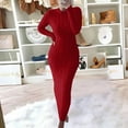 thumbnail image 2 of WTXUE Robe à Manches Longues, Robe Chandail d'Automne et d'Hiver à Manches Longues en Laine, Robe en Lin, Robes Rouges pour Femmes, Rouge Foncé 2TG, 2 of 3