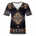 thumbnail image 3 of TQWQT Short Sleeve Shirts for Women Causal V Neck Western Aztec T Shirt Summer Loose Fit Ethnic Print Graphic Tees, 3 of 5