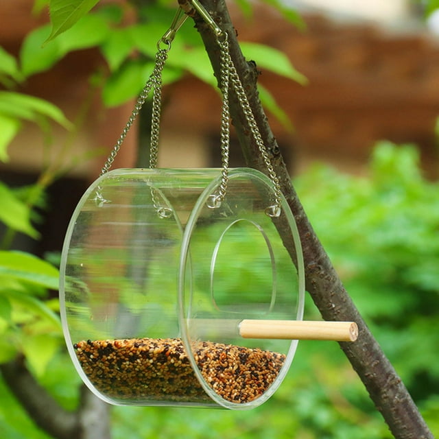 Flmtop Hanging Bird Feeder Food Dispenser Box Container Garden Outdoor Feeding Tool