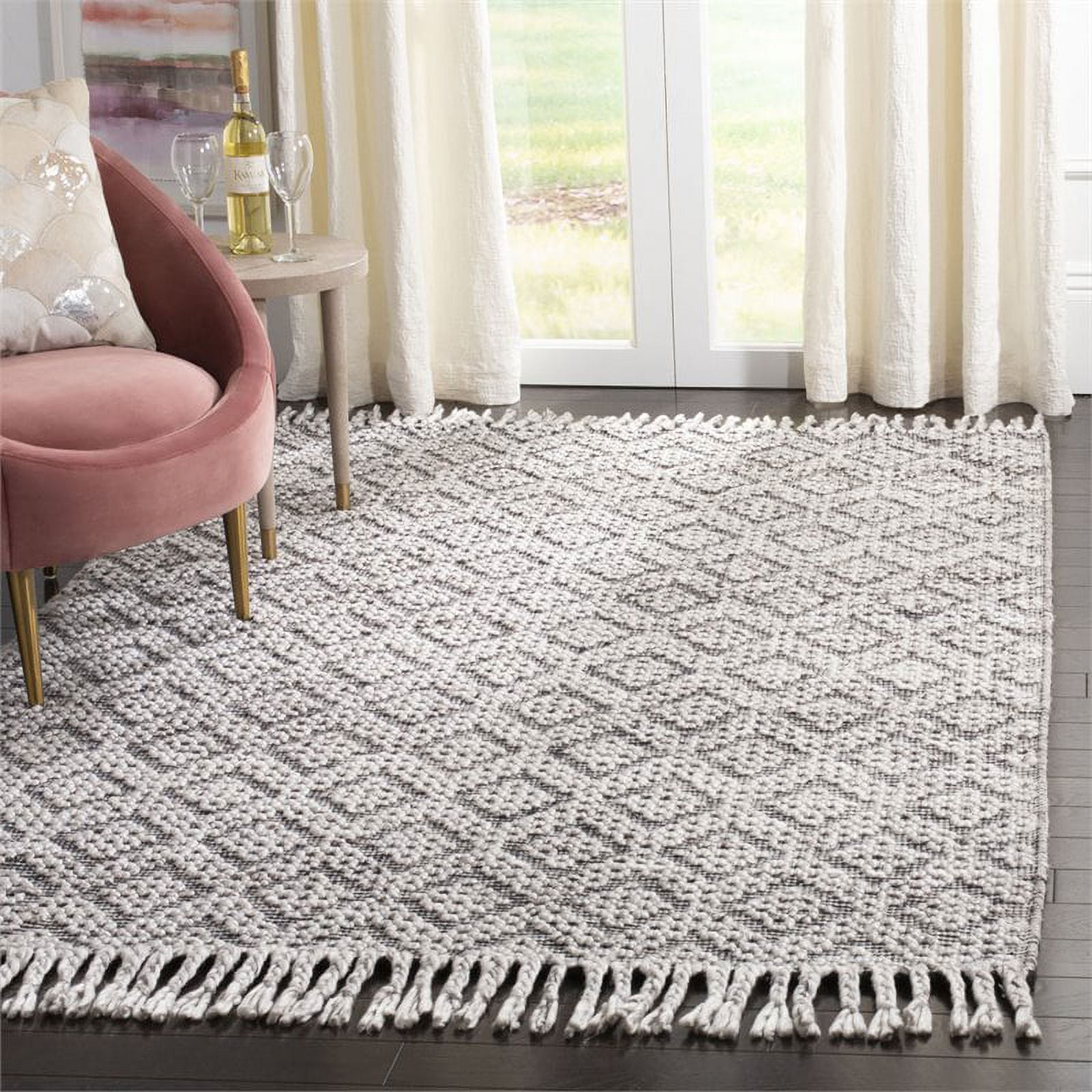 SAFAVIEH Natura Aifric Braided Diamonds Area Rug, Charcoal, 5' x 8'