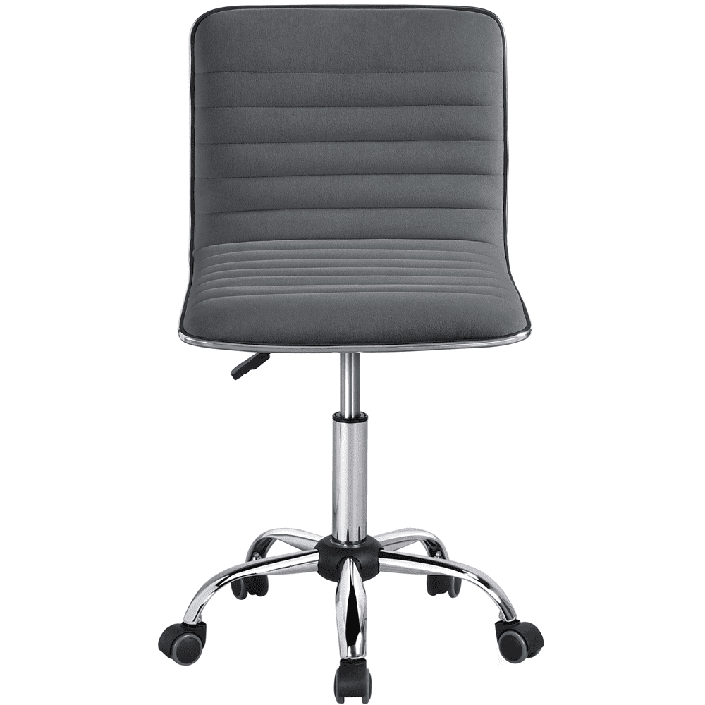 Yaheetech Velvet Low Back Armless Office Chair with Wheels, Dark Gray