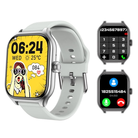 Nkmbld Smart Watch for Men Watch Multiple Motion Modes Remote Control Photography Full Screen Fitness Watch for Android and IOS, Silver