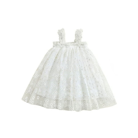 

AmShibel Toddler Baby Gril Valentine s Day Princess Party Tulle Dress Sleeveless Suspender Ruffle Heart Printing Dresses