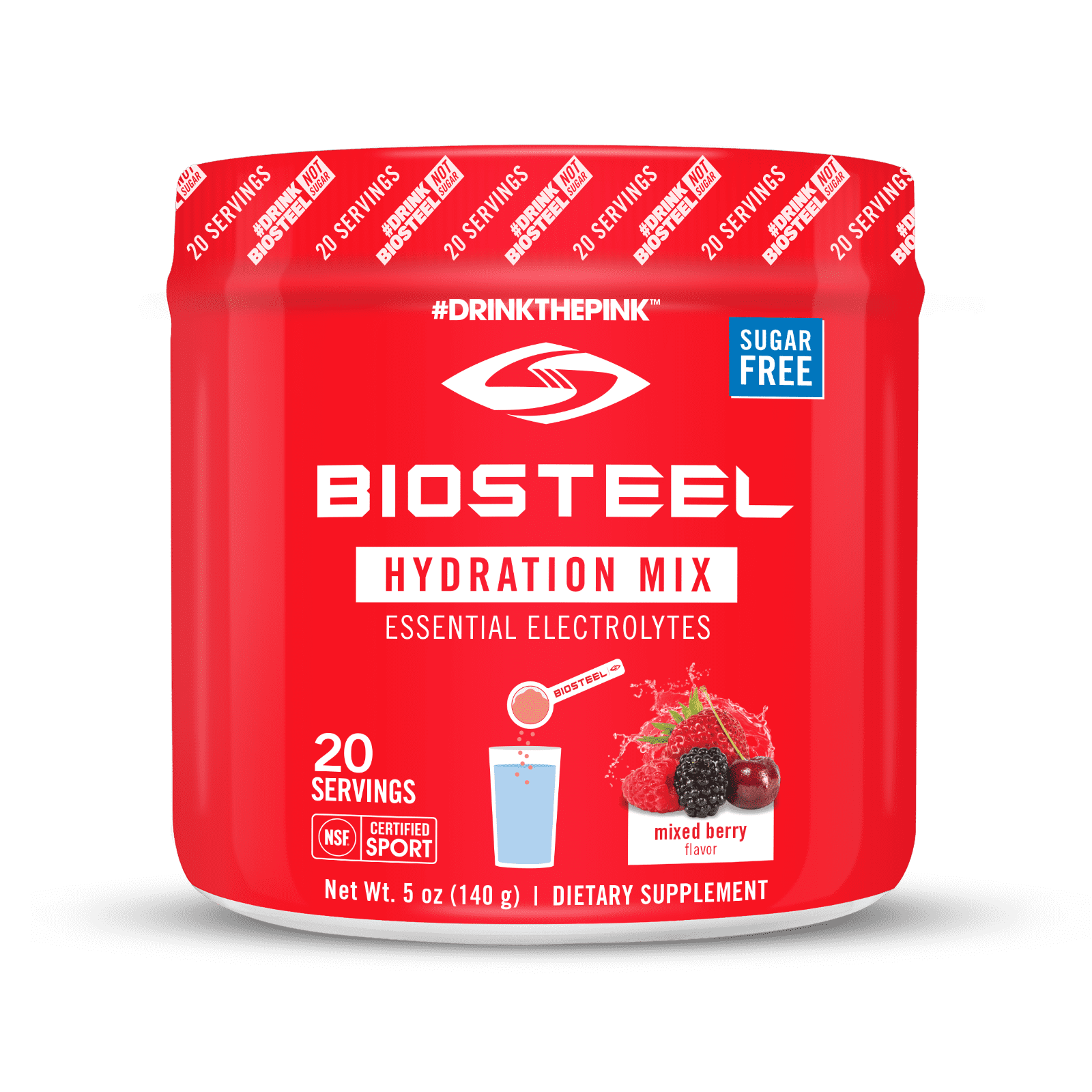 BioSteel Hydration Mix - zero sugar, Essential Electrolyte Sports Drink Powder - Mixed Berry - 20 Servings