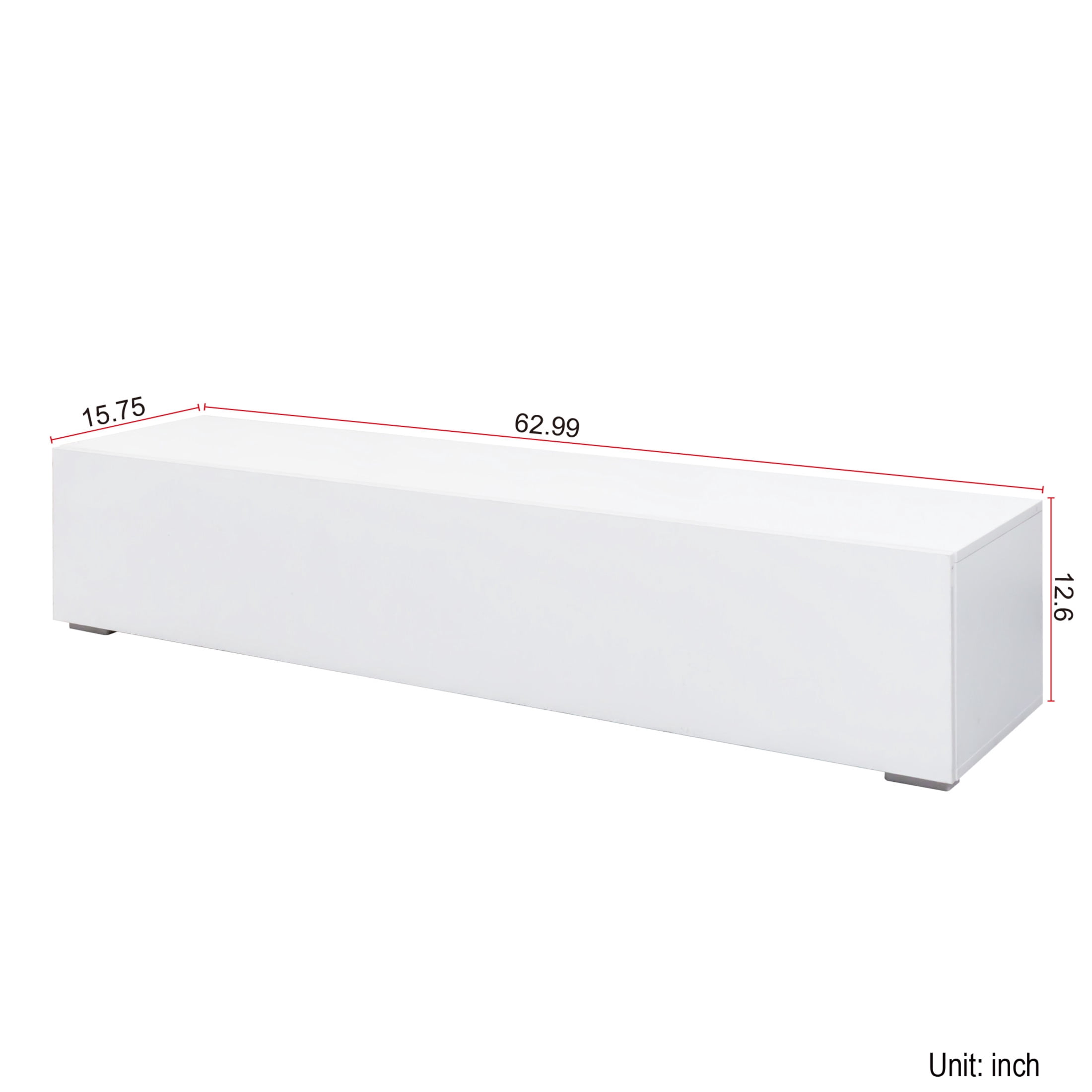 Noble House Tamara 63" Floating Entertainment Center, Wooden Wall-Mounted Media Console, Drop-Down Cabinets, White