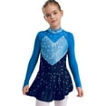 thumbnail image 2 of Kaerm Big Girl's Sparkly Figure Skating Dresses Ballet Dance Tutu Skirted Jazz Latin Gymnastics Dancewear Blue 12, 2 of 6