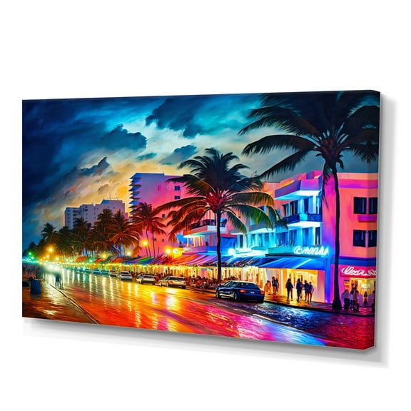 Designart Miami Beach Holidays 4 Architecture Canvas Wall Art