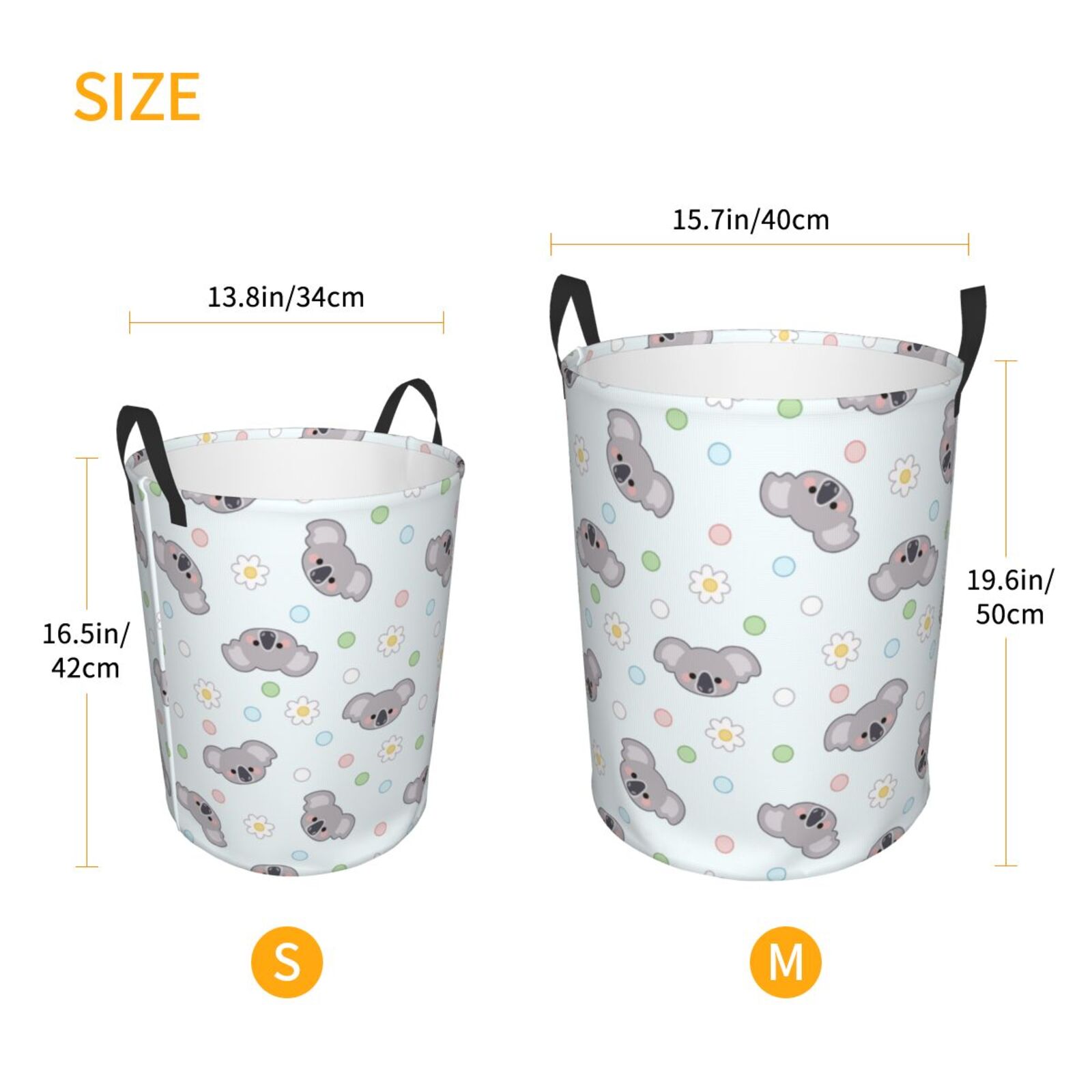 Large Laundry Basket with Handles - Cartoon Cute Koala Kids Baby Dirty Clothes Laundry Hamper for Bedroom Aesthetic