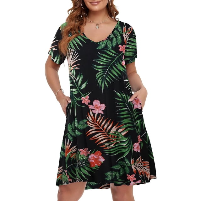 Vestido BELAROI, camiseta de verano de talla grande para mujer, cuello en V, 1X