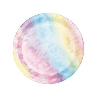 147-Piece Pastel Rainbow Party Decorations, Tie Dye Plates And