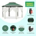 thumbnail image 4 of Emorefun 13' x 13' Pop up Gazebo with Sides, Outdoor Canopy Gazebo W/Adjustable Height for Patio Backyard Garden Wedding Party, Green & Beige, 4 of 9