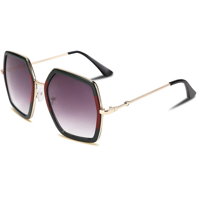 FEISEDY Women Large Hexagon Inspired Sunglasses Fashion Irregular Design Style Geometric B2503
