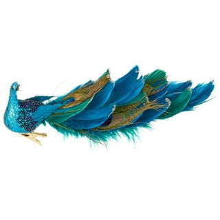 Teal White Peacock Decorative, Peacock Christmas Ornaments