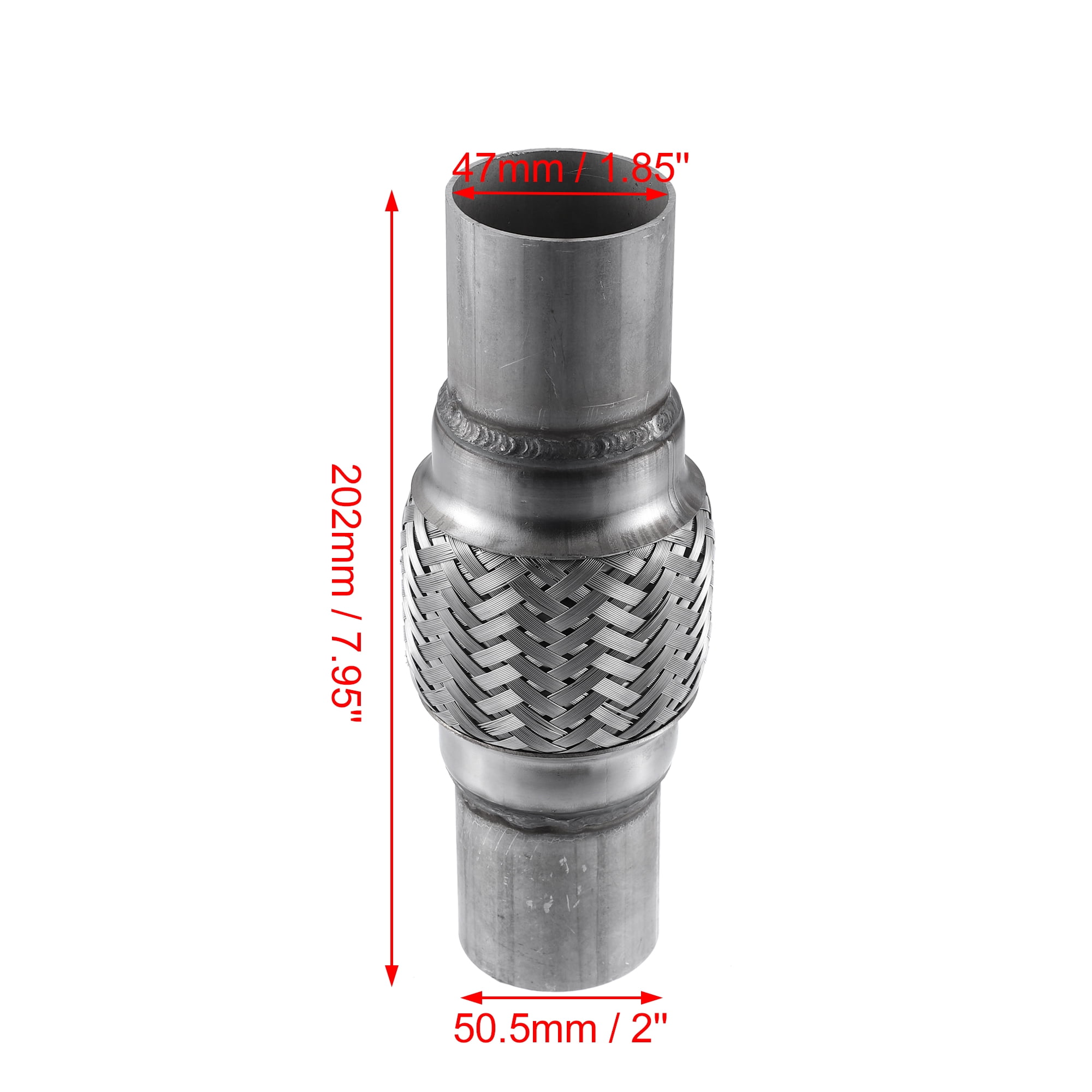 Unique Bargains Universal 1.85" x 2" W/ Ends 7.95" Long Exhaust Flex Pipe Stainless Steel Double Braid Exhaust Tube 1pcs