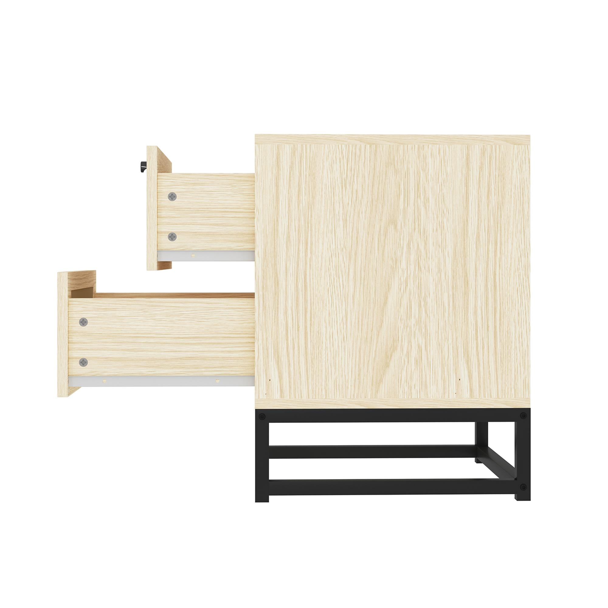 Finihen Rattan Nightstand Set of 2, Modern Boho Farmhouse Wood Bedside Table with 2 Drawer, Metal Frame Side End Table for Bedroom, Living Room, Office, Beige Finihen Rattan Nightstand Set of 2, Modern Boho Farmhouse Wood Bedside Table with 2 Drawer, Metal Frame Side End Table for Bedroom, Living Room, Office, Beige
