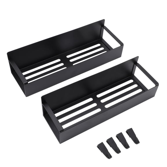 BIMZUC 2-Pack Magnetic Spice Rack for Fridge – Strong Magnet, 4 Removable Hooks, Space‑Saving Organizer for Spices, Oils & More – Black