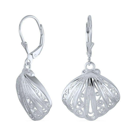 Bling Jewelry Womens Hawaiian Seaside Dangle Earrings Sand Dollar Starfish Seashell 14K Gold-Plated