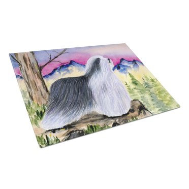 Caroline's Treasures Ornamento Di Natale In Ceramica Per Cane Bearded Collie - Decorazione Albero Con Fiocchi Di Neve Rossi - 7,2 Cm - 4