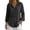 Black #20, variant on Linen Shirts for Women 3/4 Sleeve Collared Button-Down Shirt Drawstring Sides Casual Summer Blouse for Celebrations S
