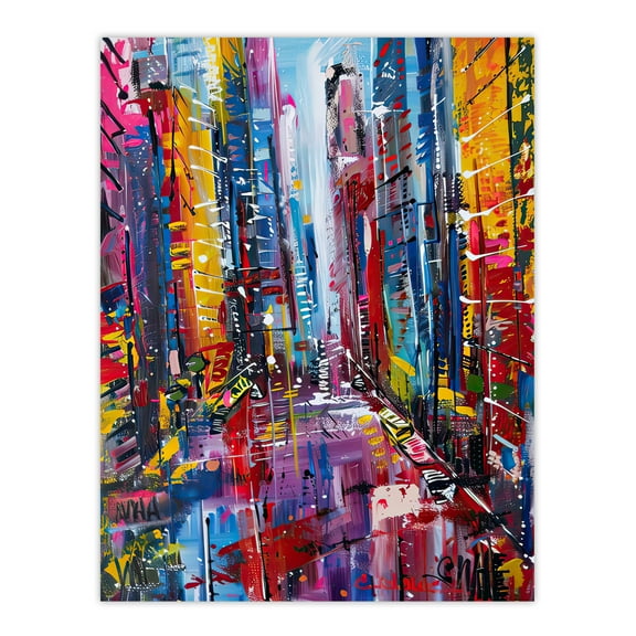 Abstract Chicago Street Colourful Cityscape Living Room Large Wall Art Poster Print Thick Paper 18X24 Inch