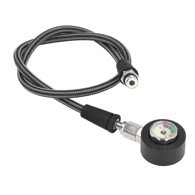 Pressure Gauge, Diving Pressure and Depth Gauge with High Pressure Hose, Compact Pressure Checker, Mini SPG with 300 BAR for BCD Regulator Submersible Devices
