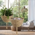 thumbnail image 3 of Neinkie Straw Rope Hanging Planter Baskets Flower Pot Holder Containers | Hanging Pots for Indoor Plants | Hanging Basket for Rustic Home Decor | Woven Basket for Plant Wall Decor, 3 of 7