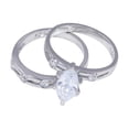 thumbnail image 4 of Rhodium Plated Sterling Silver Clear Marquise Engagement Ring Set White Cubic Zirconia Female Size 6, 4 of 4