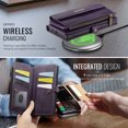 thumbnail image 6 of for Samsung Galaxy S23 Ultra Wallet Case with RFID Blocking, Zipper Pocket Kickstand Magnetic Clasp, PU Leather Heavy Duty Cover with Shoulder and Wrist Strap – Rugged Full-Body Protection, Purple, 6 of 13