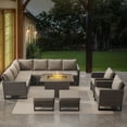thumbnail image 2 of POCASSY 8PCS Patio Furniture Set with Fire Pit Table - All Weather Brown Wicker Outdoor Sectional Sofa with 41" Rectangular Propane Firepit Table Outdoor Conversation Set for Deck, Porch - Gray, 2 of 19