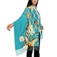 thumbnail image 4 of Xecao Seashells And Fishing Net On Blue Wooden Table Pattern Womens Winter Scarf Fall Scarf Oversized Large Scarf for Women Warm Shawl Wrap, 4 of 8