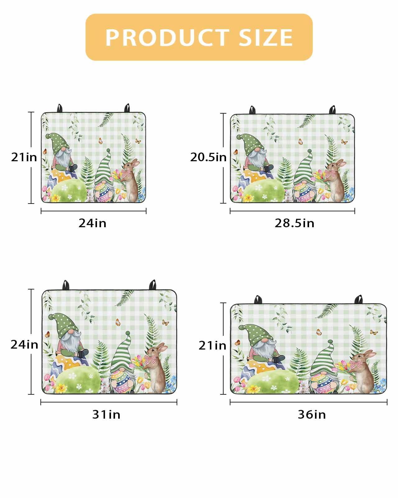 Large Induction Cooktop Protector Mat Green Easter Stove Top Covers for Electric Stove, Checkered Eggs Gnomes Bunny Elegant Pastoral Decorative Stove Burner Cover Mats, Glass Top Stove Cover
