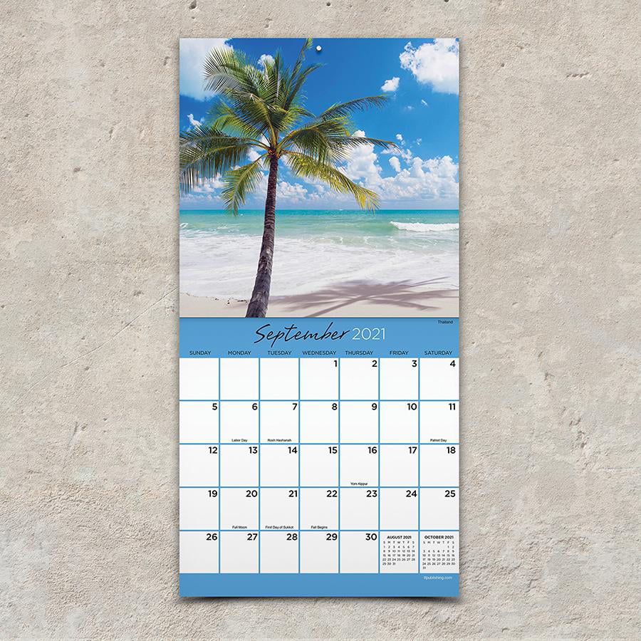 2021 TROPICAL BEACHES 16-month MINI Wall Calendar Small Beach Christmas Gift 5x5 