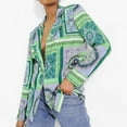 thumbnail image 2 of IROINNID Women's Blazer Jacket Notch Lapel Print Long Sleeve Comfy Loose Casual Jacket Suit Coat, Green, 2 of 7
