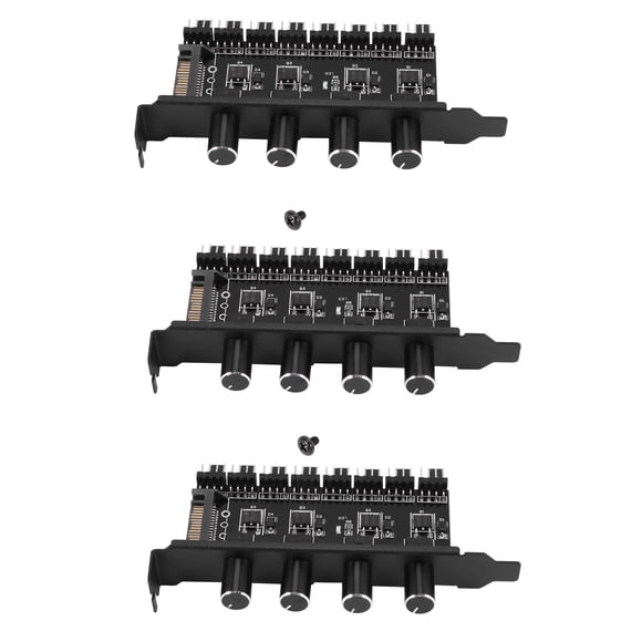 3X Pc 8 Channels Fan Hub 4 Knob Cooling Fan Speed for Cpu Case Hdd VGA Pwm Fan Pci Bracket Power By 12V Fan Control