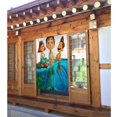 thumbnail image 3 of Cortina de puerta Luca para entrada, cortina opaca con estampado de patrón, cortina divisoria de ambientes, tapiz para decoración del hogar, 34" de ancho x 56" de largo, 3 of 7