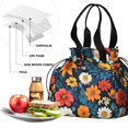 thumbnail image 4 of Colorful Floral Pattern Drawstring Lunch Bag Women - Drawstring Lunch Bag Insulated for Work Office - Stain-Resistant Large Lunchbags for Women with Multi-Pockets, 4 of 6