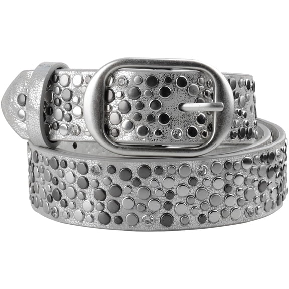 Rhinestone Studded Belt for Women - Western Belt Y2K Metal Rivet Silver Belts Ideal Gifts for Woman