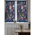 thumbnail image 4 of Navy Blue Flowers Tier Curtains 45 Inch Length,Sheer Curtains for Bedroom Living Room Window Spring Vintage Floral Leaves Farmhouse Small Half Window Kitchen Curtains & Drapes 27.5"x45" 2 Panels, 4 of 6